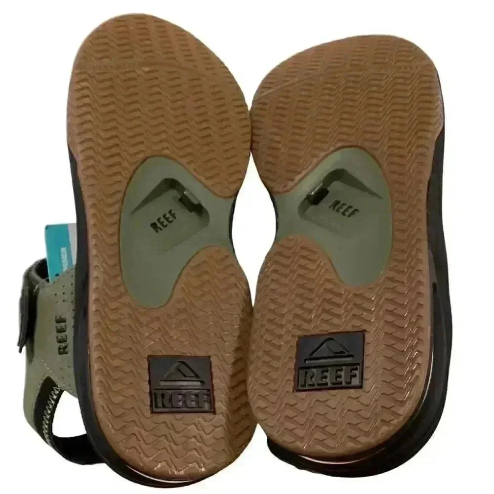 Reef Fanning Baja Mens 13 Strap Sandals Green Olive Faux Leather Vegan NEW